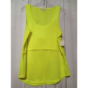Jessica Simpson Shirt Ladies Large‎ Neon Yellow Mesh Tank